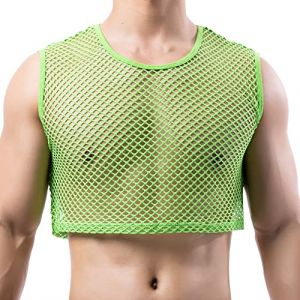 YUFEIDA Débardeur en résille pour Hommes Mesh Chemise de Sport Respirante Sexy Nouveauté Undershirts pour Hommes (YFD, neuf)