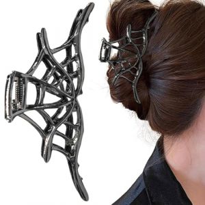 Pince à cheveux en toile d'araignée noire, antidérapante, élégante, en métal, en toile d'araignée, pinces à cheveux en toile d'araignée, pinces à cheveux en forme de tête de mort (sliensiy, neuf)
