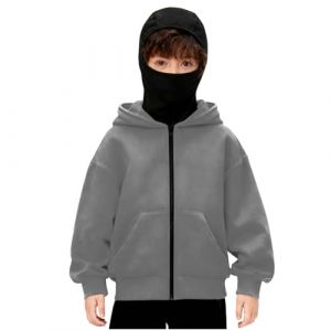 Veste Cagoule &agrave; Capuche int&eacute;gr&eacute;e Unisexe pour Enfants gar&ccedil;ons Filles Fermeture &eacute;clair avec Masque Facial l&eacute;g&egrave;re &agrave; Manches Longues Pull Fantaisie athl&eacute;tique Coupe-Vent d&eacute;contract&eacute; Hiver Chaud (Tuydv, neuf)