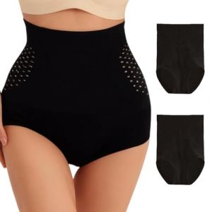 YKDLLF Lot de 2 Femme Ventre Plat Culotte Invisible sans Couture Taille Haute Panty Plat Culotte Femme Nylon Taille Haute Lot de 2 Confort Stretch Ventre Plat Doux Extensibles Slip (YUNIAN-Direct, neuf)