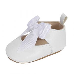 LACOFIA Ballerine Bébé Chaussure Premier Pas pour Bébé Fille Chaussures de Baptême Bowknot Antidérapant Blanc 6-12 Mois (Lacofia, neuf)