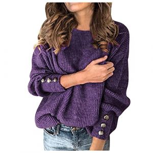Générique Pull Col V en Cachemire Et Soie - Gilet Long Chauffant Femme Hiver Chaud - Cardigan Lilas - Chemise Blanche Longue (ZHAWEIYC, neuf)