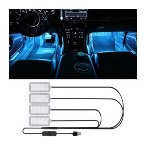 CGEAMDY Clairage Int&eacute;rieur De Voiture, Fil Pour Atmosph&egrave;re Voiture LED Int&eacute;rieur D&eacute;coration Bande, Lumi&egrave;re D'ambiance Pour L'habitacle D'une Voiture Avec Port USB, Voitures Int&eacute;rieure(Bleu Glac&eacute;) (CGE Auto, neuf)