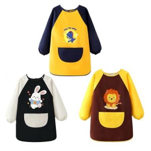3 Pcs Tablier Peinture Enfant 6-8 Ans, &Eacute;tanche &agrave; L'eau Blouse Peinture Enfant, Manches Longues Tablier de Cuisine Enfants Avec Poche, Convient Aux Gar&ccedil;ons Et Aux Filles Qui Cuisinent Et Peignent (Raretong, neuf)