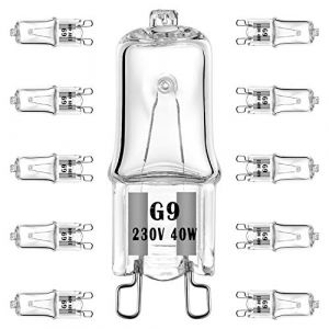 EKSAVE Ampoule halogène G9 40W 230V Ampoules de remplacement à base à 2 broches, intensité variable, blanc chaud (paquet de 10)[Classe énergétique C] (Eksave, neuf)