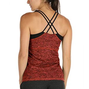 icyzone D&eacute;bardeur de Yoga pour Femme, Sport Top avec Soutien-Gorge int&eacute;gr&eacute;, Fitness Shirt sans Manches Tank Tops (L, Noir) (icyzone, neuf)