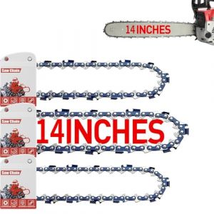 FuGuiB 14 Pouces Chaine Tronconneuse, 3/8"LP 1,1 mm 50 maillons 35 cm ChaîNes Pour TronçOnneuses 3-Pack,ChaîNe De Scie De Remplacement, Compatible pour Stihl 017 MS170 MS171 MS192 (zheer, neuf)