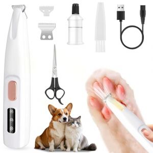 Tondeuse Chien, Tondeuse pour Chien Tondeuse Chat,Tondeuse Électrique avec LED, Rasoir Chiens Chat Faible Bruit,Étanche IPX5 Tondeuse Sans Fil pour Chiens, pour Pattes, Visage, Yeux, Oreilles, Croupe (XM-mengpanwei, neuf)