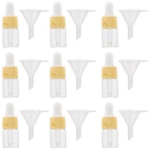 TEHAUX Lot de 20 Flacons Compte-Gouttes en Verre 5 Ml Transparents Mats Pipette en Bois Mini-Flacons pour Parfum et Huiles Essentielles Rechargeables pour Voyage et Usage Cosmétique (Breamblue N, neuf)