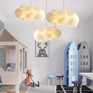 VTAMng Lustre nuage de dessin anim&eacute; E27 chambre d'enfant suspension cr&eacute;ative lampe de restaurant r&eacute;glable en hauteur lampe nuage en coton &eacute;clairage adapt&eacute; &agrave; la chambre de b&eacute;b&eacute; maternelle &eacute;tude h&ocirc;tel(7 (VTAMng-FR, neuf)