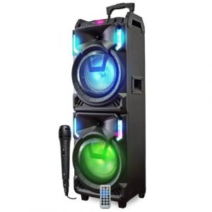 INOVALLEY Mega Enceinte Nomade 800W MS01XXL-N avec USB Bluetooth, Effets LED, Microphone Sono Karaoke DJ, avec Trolley (SONO-ENERGIE, neuf)