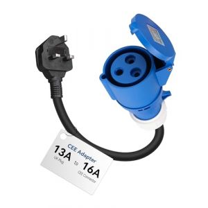 RamTouch Adaptateur Fiche M&acirc;le UK 3-Pin 13A vers Prise Femelle CEE P17 16A 2P+T (50 cm, IP44, Max. 13A, 3G2,5mm&sup2;) - Adaptateur EV pour Chargeurs et Bornes de Recharge 3,7 KW pour Voiture &Eacute;lectrique (RamTouch-FR, neuf)