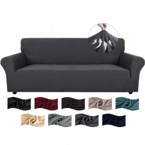 CYCMACO Housse De Canape 3 Places avec Accoudoirs, Jacquard Housse Canape Extensible, Universelle Sofa Cover Antid&eacute;rapante, Couvre Canap&eacute; pour Chiens Et Chats Animaux, Lavable, Gris Fonc&eacute; (CYCMACO, neuf)
