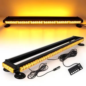 ROUTEKING 95cm 80LED Gyrophare Magnetique LED - 12V/24V Barre Lumineuse Clignotante Stroboscopique pour V&eacute;hicule Voiture, Rampe de Gyrophare avec Base magn&eacute;tique (Ambre) (YGLOBAL-EU, neuf)