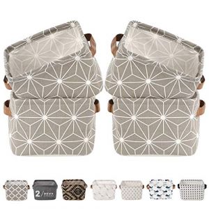 LessMo Set de 4 Mini Paniers de Rangement, Bo&icirc;te de Rangement Pratique Tiroir en Tissu Lin Panier Stockage de Bureau Pliable Organisateur pour &eacute;tag&egrave;res et Bureau, Jouets, Llivres ou Maquillage (little happy cat, neuf)