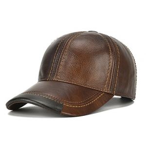 Roffatide Cuir Casquette de Baseball Réglable Chapeau d'hiver Chaud Chapeau pour Hommes Marron (Roffatide-EU, neuf)