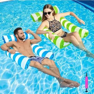 Bouee Piscine 2 Pièces, Matelas Piscine, 4 in 1 Bouee Piscine, Matelas Gonflable Piscine, Hamac de Piscine, Matelas Piscine Gonflable, Bouée Piscine, Bouee Piscine Adulte & Enfant (Trlyane, neuf)