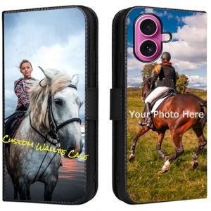 FortiCase Coque Personnalis&eacute;e pour iPhone 17,Cuir Housse Clapet Protection &Eacute;tui Fentes Support Case,Personnalisable Etui avec Votre Propre Photo Image Texte Housse - Black-LN4 (Lanni Trade, neuf)