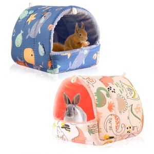 HMCEY 2 Pcs Maison Cochon d'Inde,Maison Hamster Tissu,Couchages pour Petits Animaux,Lit en Peluche Lapin,Cabane Lapin Interieur,Cachette pour Cochon d'Inde Lavables,Lits Grotte Chaud pour Chinchilla (EASYFLOW TRADE LTD, neuf)