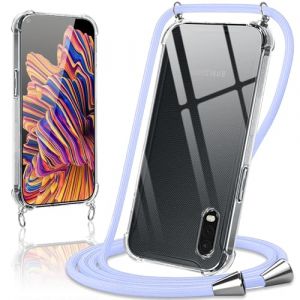 Coiwxmoi Coque avec Cordon pour Samsung Galaxy Xcover Pro 6,3", Collier R&eacute;glable T&eacute;l&eacute;phone &Eacute;tui Portable Lanyard Case Transparent Ultra Souple Silicone TPU Housse Antichoc Protection Cover, Violet (TERRA NOVA DISTRIBUTORS, neuf)