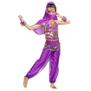 G&eacute;n&eacute;rique Enfant Fille Costume de Danse du Ventre V&ecirc;tement Danse Orientale Indienne Danseuse Haut et Jupe Tenus Latine Rumba Samba Carnaval F&ecirc;te Dancewear (zezhoushangmao, neuf)