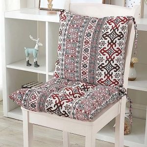 Coussin de Chaise avec Dossier 40x40 /45x45 Coussin de Siège Respirant Coussin Coton avec Rubans Coussins d’Assise de Jardin Exterieur Interieur Chaises de Cuisine ou de Salle à Manger (Color :#22 (YEYE-SHOP, neuf)