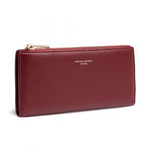 David Jones - Portefeuille Compagnon Femme Simili Cuir - Porte-Cartes Long Porte-Monnaie Cuir synth&eacute;tique PU - Poche &agrave; Billets et Pi&egrave;ces - Rouge Bordeaux (Crazychic, neuf)