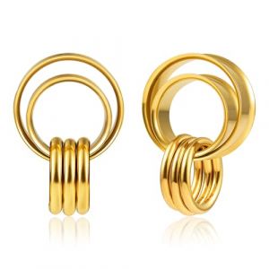 DOEARKO Ecarteur Oreilles 1 Paire Tunnels d'oreille Anneaux en Acier Inoxydable Double &Eacute;vas&eacute; Plugs Tunnels Boucles d'oreilles Bijoux pour Femmes Hommes 10mm &agrave; 19mm ﻿ (Or, 10mm) (DOEARKO, neuf)