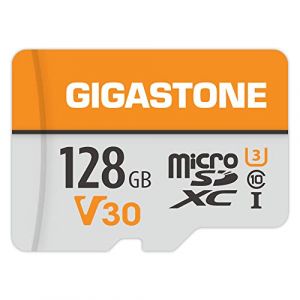 Gigastone Carte Mémoire 128 Go Compatible avec Gopro Caméra Drone Samsung Tablette, Haute Vitesse de Lecture 95 Mo/s idéal pour 4K UHD Vidéo, A1 C10 U3 Carte Micro SDXC avec Mini étui et Adaptateur SD (Gigastone Pro, neuf)