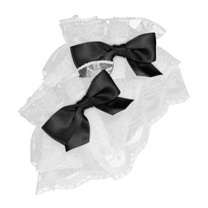 POPETPOP Lolita Manchettes Dentelle Noires Accessoires L&eacute;gers et Respirants pour Adolescentes D&eacute;corations &Eacute;l&eacute;gantes pour Robes de Bal et Cosplay (Denneyas, neuf)