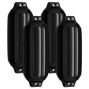 COSTWAY Set de 4 Pare-Battage Gonflables 68,5 x 21,5 cm en PVC &agrave; Deux &OElig;illets Nervur&eacute;s pour Ponton, Voilier, Hors-Bord (Noir) (FDS GmbH, neuf)