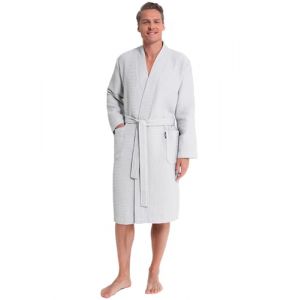 Twinzen - Peignoir de Bain Homme Gauffré 100% Coton - Peignoir Nid Dabeille - Léger, Doux et Absorbant - Gris - XXXL (BMS France, neuf)