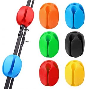 RUNEAY Attache Canne a peche Portable pince Caoutchouc Canne à pêche Fixateur Elastique Balle Fixe Scratch pour Protéger Outils de pêche Réutilisables Accessoires Porte 6 Pièces (runsengedianzi, neuf)