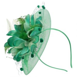 TOPPERFUN Chapeau Bibi Vert Vintage en Tulle et Plumage Mini Pince &agrave; Cheveux Fascinateur pour Mari&eacute;e Accessoire Floral &Eacute;l&eacute;gant pour Mariage F&ecirc;te et Tea Party (Linuya, neuf)