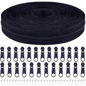 Fermeture &eacute;clair sans fin avec fermeture &eacute;clair, 3 mm, 5 mm, 9 m, nylon, au m&egrave;tre et fermeture &eacute;clair en m&eacute;tal pour v&ecirc;tements, sacs, trousse &agrave; crayons, linge de lit, blanc cr&egrave;me (bleu marine, #3) (MicButty, neuf)