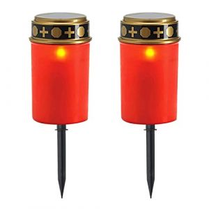 Lampe &agrave; Bougie Solaire LED Lampe Sacrificielle De Cimeti&egrave;re,Capteur Intelligent Activ&eacute; Et D&eacute;sactiv&eacute;,lampe Ext&eacute;rieure Anti-pluie Pour Pri&egrave;re, Activit&eacute;s Religieuses,d&eacute;coration Festival (C,2Pcs) (Shunfaji Store, neuf)