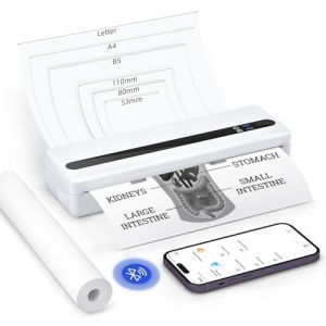 BORN4SHIP PB821 Imprimante Thermique Portable, imprimante sans Encre, imprimante Thermique A4 pour Android et iOS, imprimante Portable pour Voyage, Travail, école, Blanc (ZHANDONG, neuf)