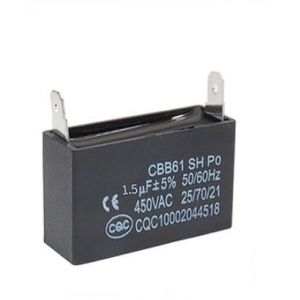 Condensateur CBB61 avec 2 connecteurs 1.5 uF 450V 25/70/21. Condensateur de démarrage de moteur 1 Pièce. (1,5μF) (Synn53, neuf)