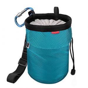 Rhino Valley Sac Magnésie pour Escalade Haltérophilie Gymnastique, Sac à Craie avec Cordon de Fermeture, Sac Poudre de Magnésium avec Ceinture Réglable et Poche Arrière Zippée - Bleu Clair (SiuMed EU, neuf)