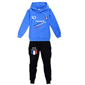 Jogging Enfant De Football France 2 étoiles Sweats à Capuche Survêtements garçon Screenprint Hoodie - Pulls Garçon 4 6 8 10 12 14 16ans (Blue,7-8ans) (Forlcool001, neuf)