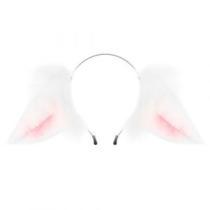 LARUISEE Serre-tête à longues oreilles de chat avec oreilles de loup - Serre-tête à oreilles en fourrure - Serre-tête pour Halloween et cosplay - Serre-tête avec oreilles de chat et renards (BAIdangf, neuf)