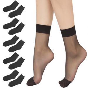 OHREN Lot de 5 Chaussettes en Nylon Fin en Soie Bas Chaussettes en Nylon pour Femme Bas Fins Bas Bas Courts en Soie pour Femme (Noir) (whyqiqi, neuf)
