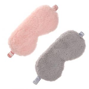 NIYANGLE 2 Pièces Masque Pour Les Yeux En Peluche Masque Oculaire Pondéré Pour Dormir Latérale Œil Soie Blocage Dormeur Store Occultant Bricolage Masque De Sommeil Occultant Peluche Courte (Telinei, neuf)