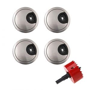 JZK 4 x Passe-câble de Table de Bureau en Métal 60 mm avec Scie Cloche 60 mm, Couverture de Trou de Câble de Bureau d'ordinateur, Orifice de Gestion des Passe-câbles pour PC de Bureau (CHEER CHAMP, neuf)