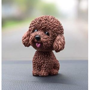 Fontee Auto Aimable Chien Figurine Bouge la Tête Wobble Head Hocher Tête Jouet Tableau de Bord Décoration Chien en Hochant Tête Intérieur de Voiture Décoration (Teddy Marron) (Fontee, neuf)