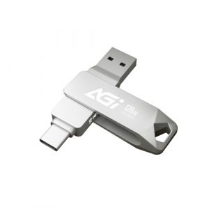 AGI UE138A 128Go Clé USB, Double Connecteurs avec USB Type-C et Type-A réversibles, USB 3.2 Mémoire Stick, Stockage Données Pendrive avec Une Vitesse de Transfert de données allant jusqu'à 120 Mo/s (AGI TECHNOLOGY CO., LTD., neuf)
