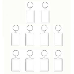 SagaSave Lot de 10 porte-clés vierges pour photo - 5,2 x 3,4 cm - Rectangulaires double face - Cadre photo transparent - Porte-clés personnalisé pour famille, amis, couples (Lead First, neuf)