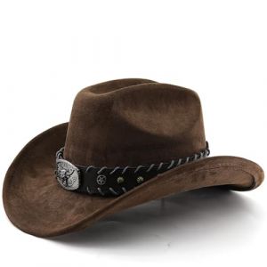 G&eacute;n&eacute;rique Chapeau Cowboy Denim et Cuir pour Femmes et Hommes Style Occidental R&eacute;tro avec Boucle de Ceinture Large Bord pour Ranch, F&ecirc;tes et Tenue Western (TunErKeji, neuf)
