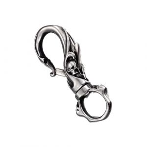 Arecobticy Porte-cl&eacute;s unique en forme de t&ecirc;te de mort en acier inoxydable pour homme - Fermoir mousqueton gothique - Pour un usage quotidien - Porte-cl&eacute;s multifonction, Large, taille unique (Zhenjihe, neuf)