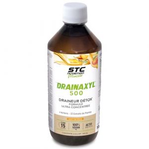 STC NUTRITION - Drainaxyl 500-4 actions : Brûle-graisses, Digestion ventre plat, Circulation jambes légères, Drainant, Détoxifiant - 23 Extraits de plantes dont Elim'Real® - Goût thé pêche - 500ml (Parabio Santé, neuf)